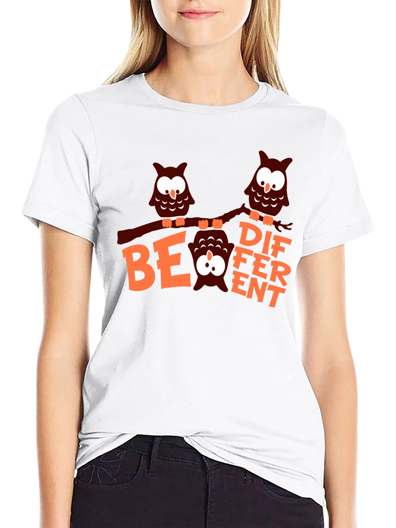 Be Different Owl Graphic Tee - Black Cotton T-Shirt