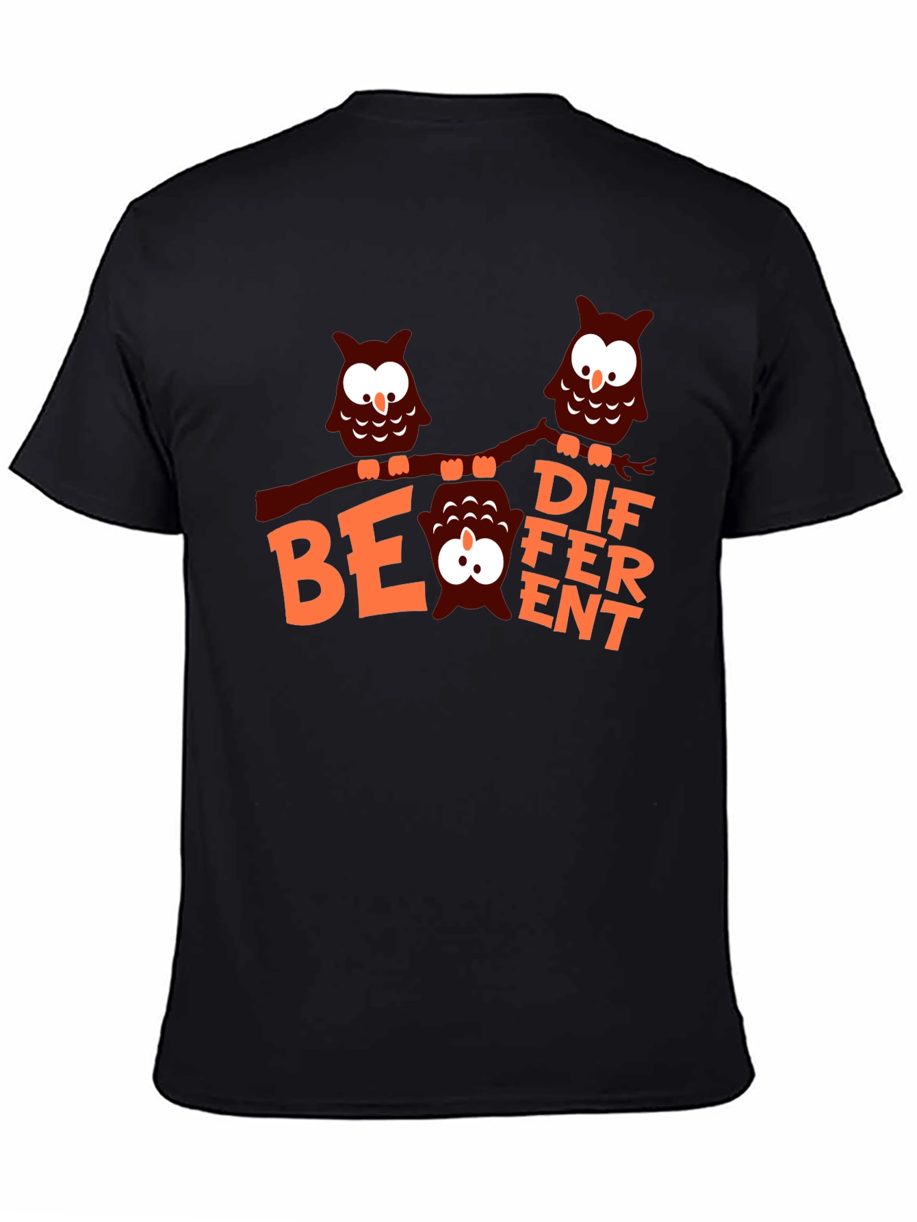 Be Different Owl Graphic Tee - Black Cotton T-Shirt