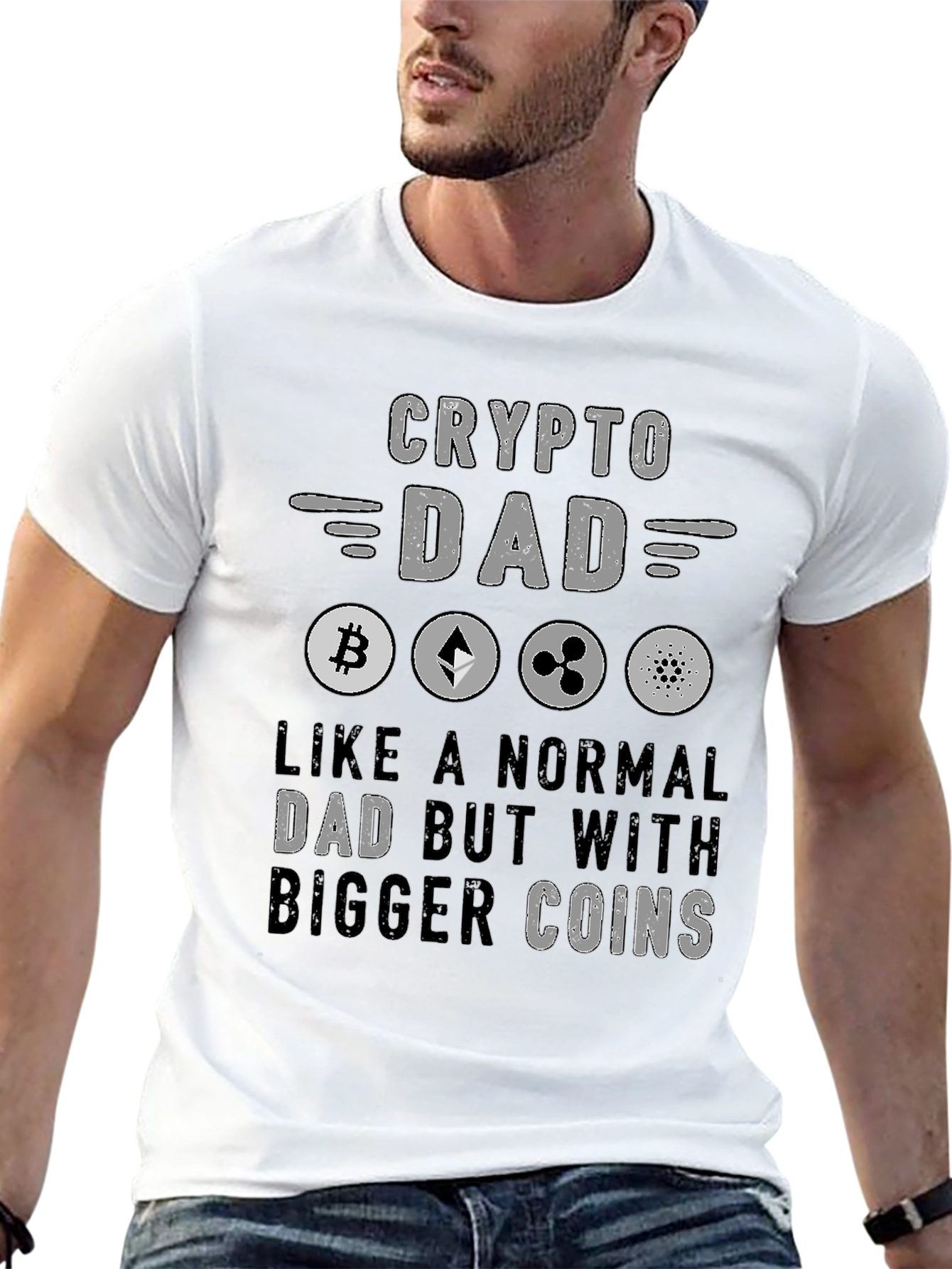 Crypto Dad Black T-Shirt - Bitcoin Ethereum Ripple