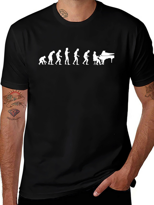 Evolution of Piano Player T-Shirt - Black