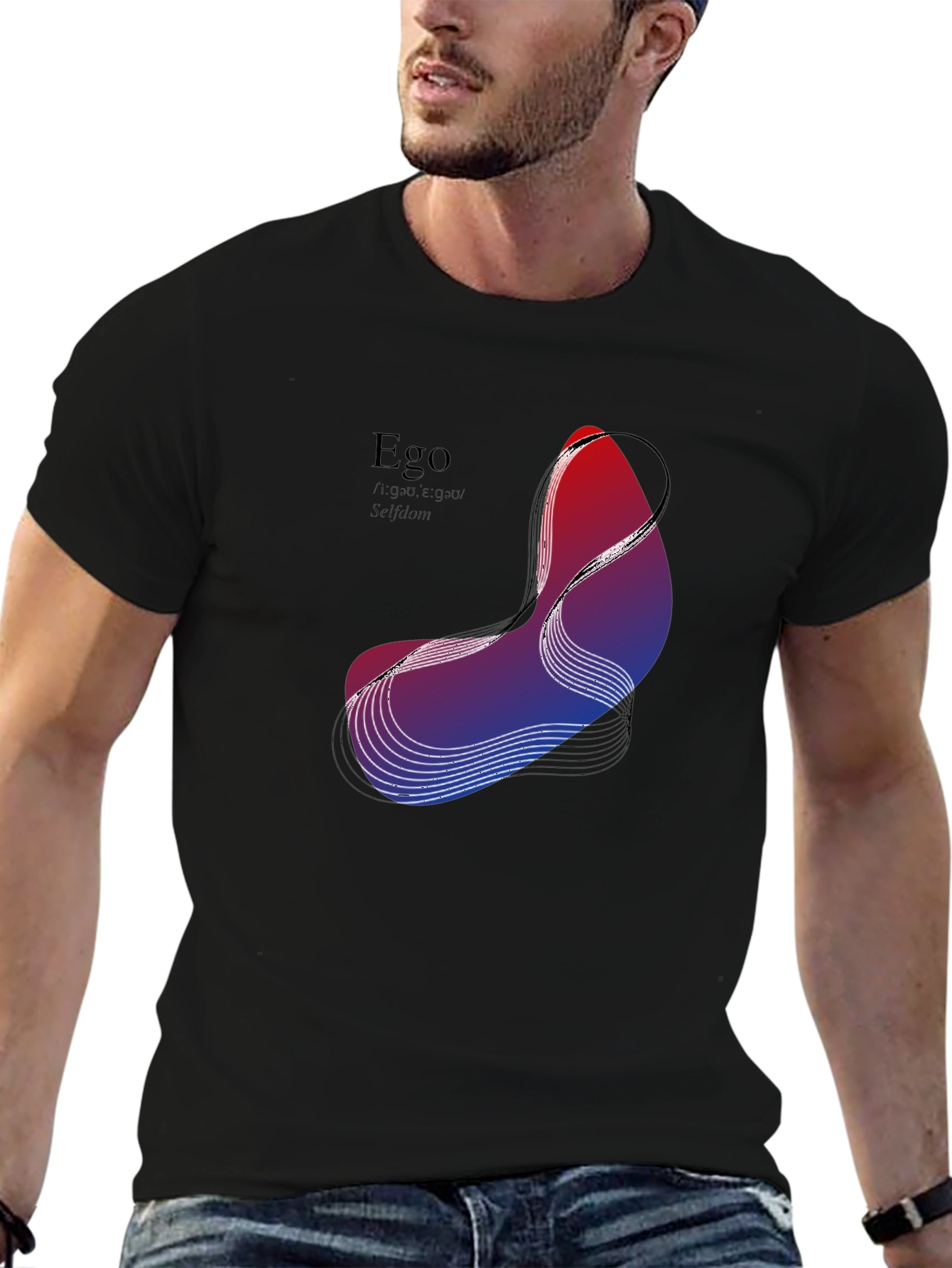 Abstract Ego Graphic Black T-Shirt