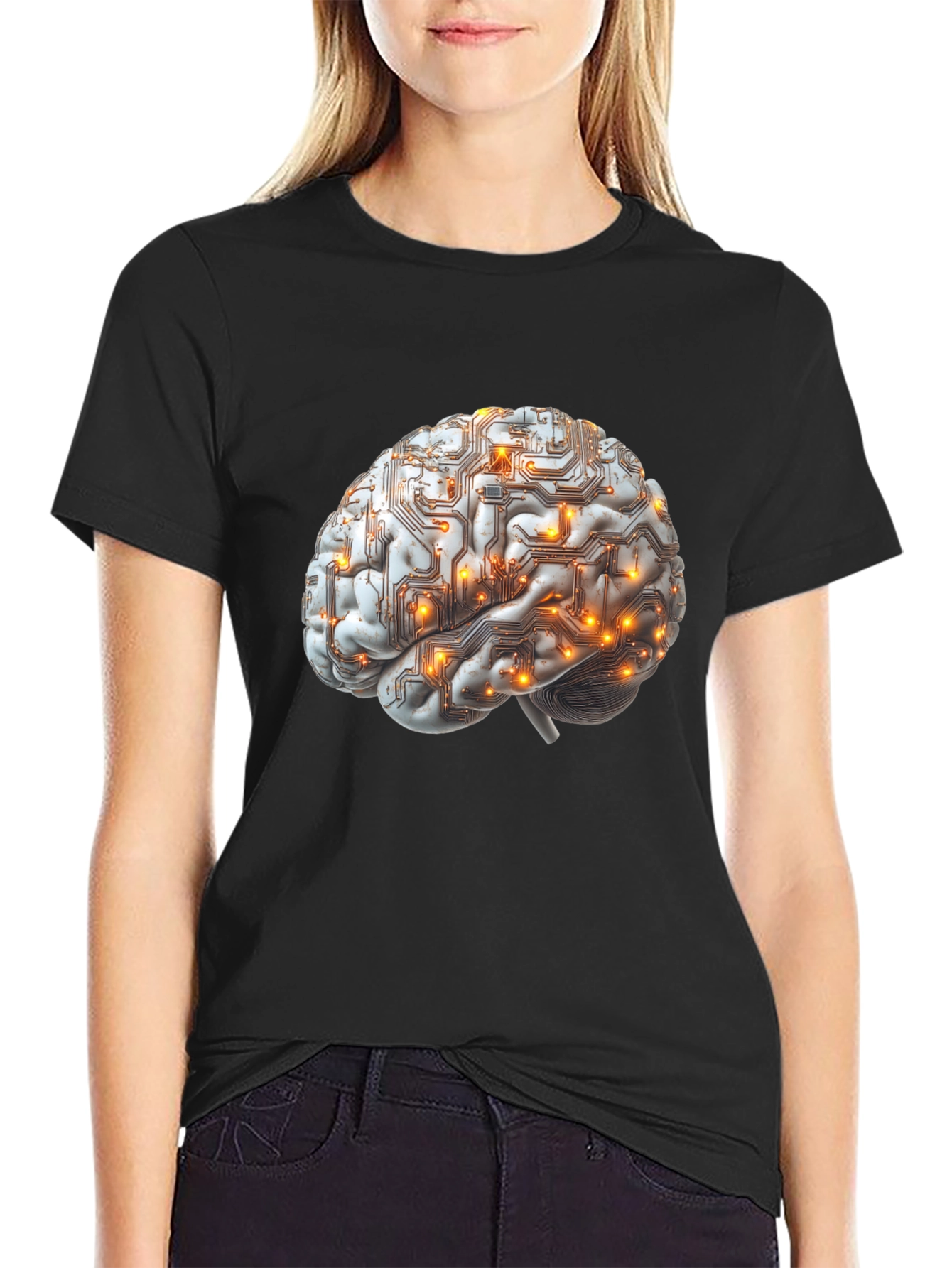 Brain Circuitry Graphic Tee - Black Cotton T-Shirt
