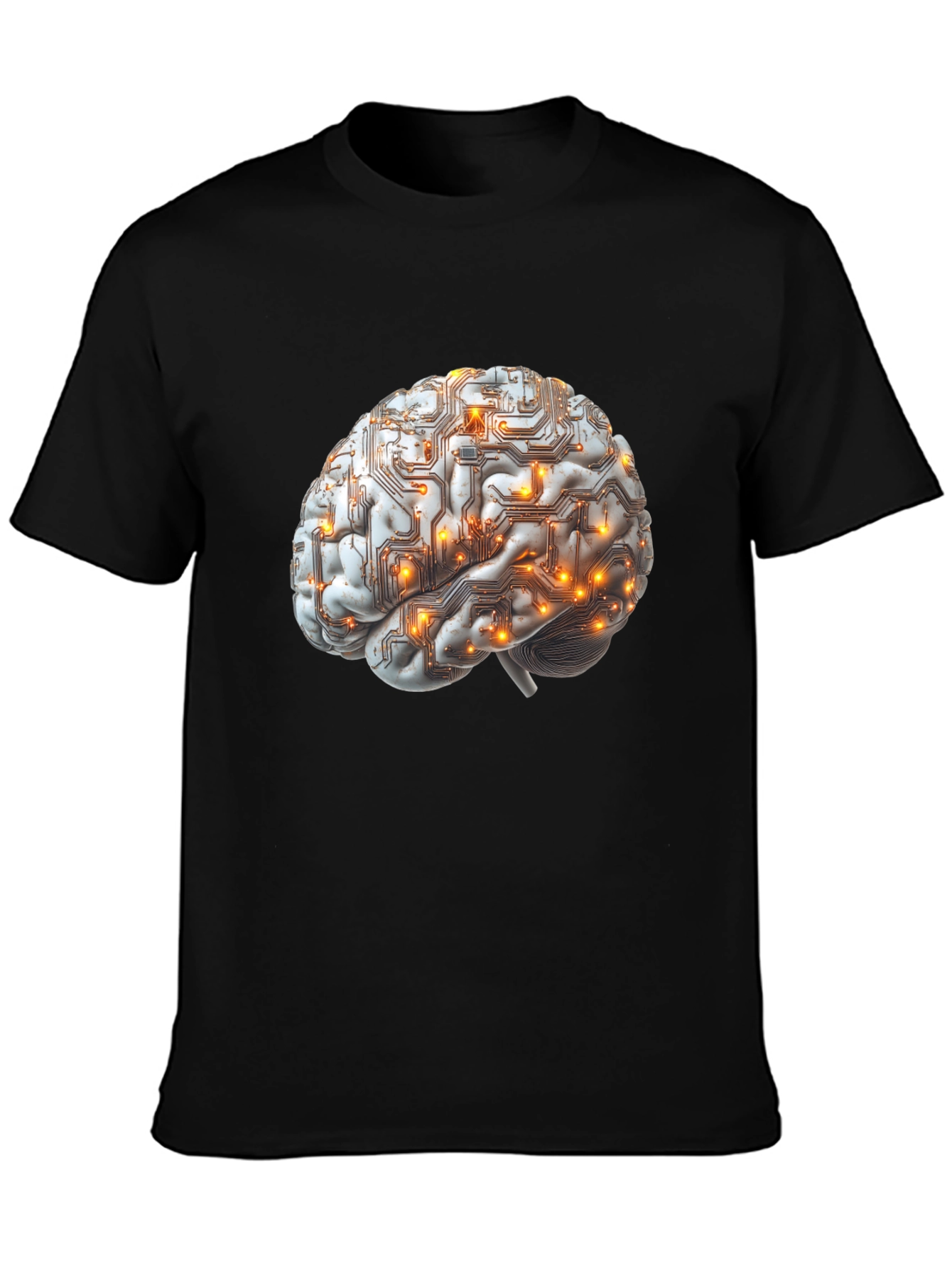 Brain Circuitry Graphic Tee - Black Cotton T-Shirt