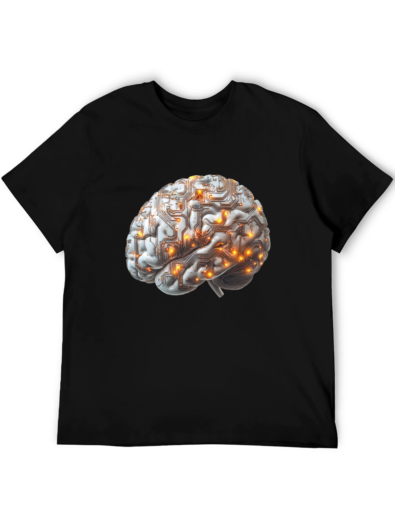 Brain Circuitry Graphic Tee - Black Cotton T-Shirt