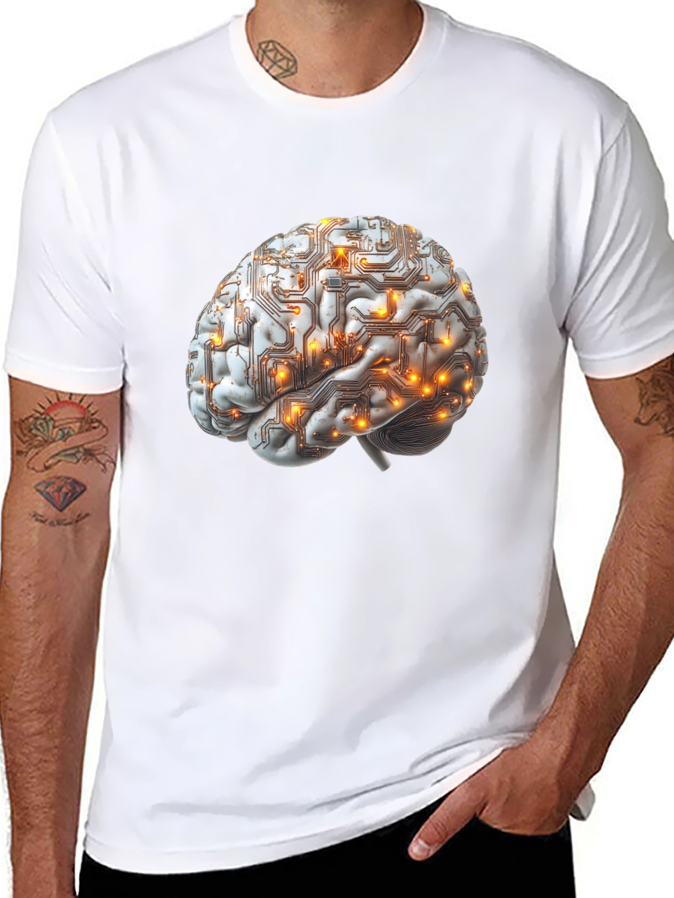 Brain Circuitry Graphic Tee - Black Cotton T-Shirt