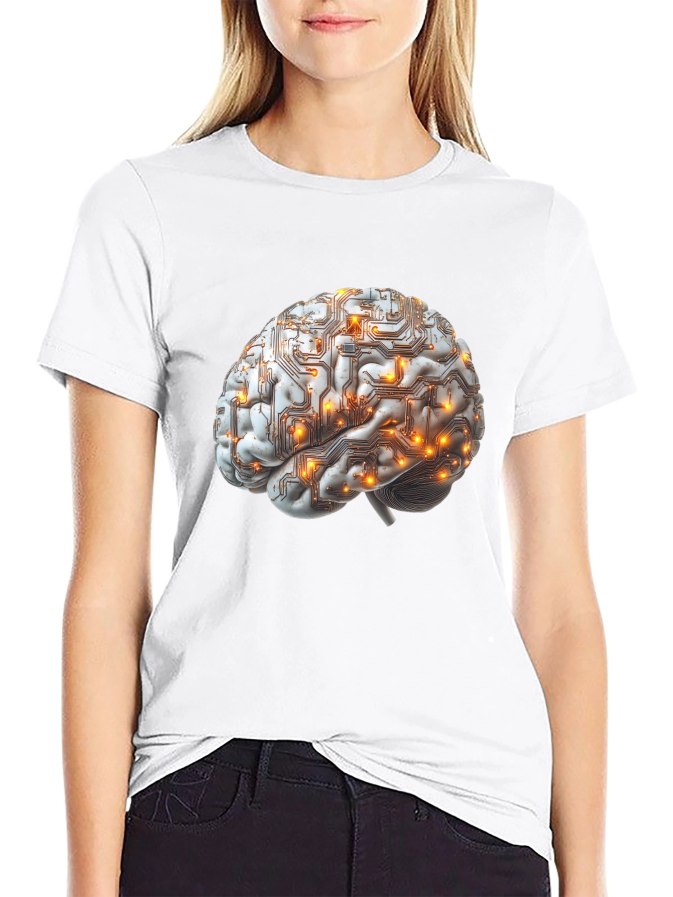 Brain Circuitry Graphic Tee - Black Cotton T-Shirt