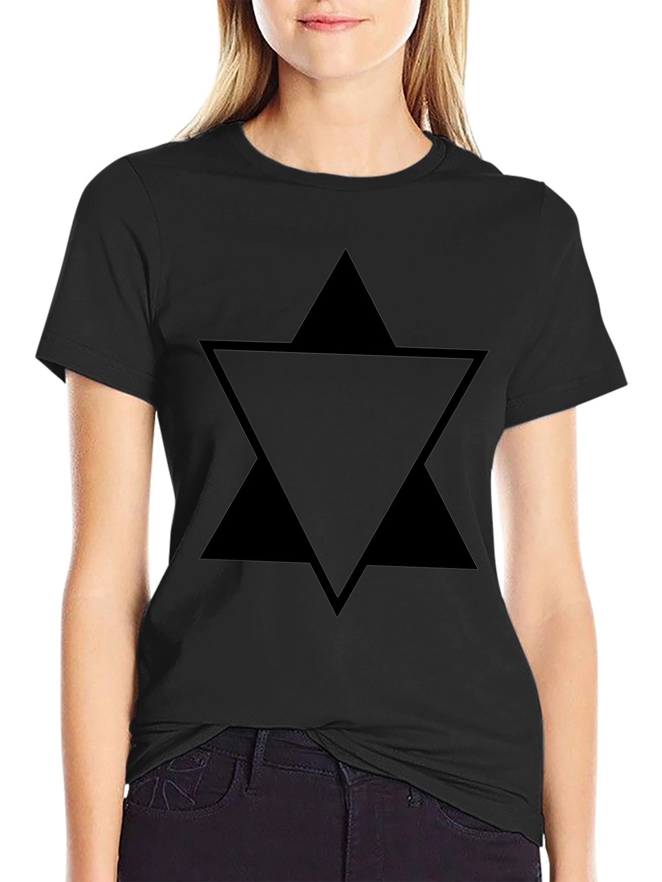 Geometric Triangle Star Black T-Shirt