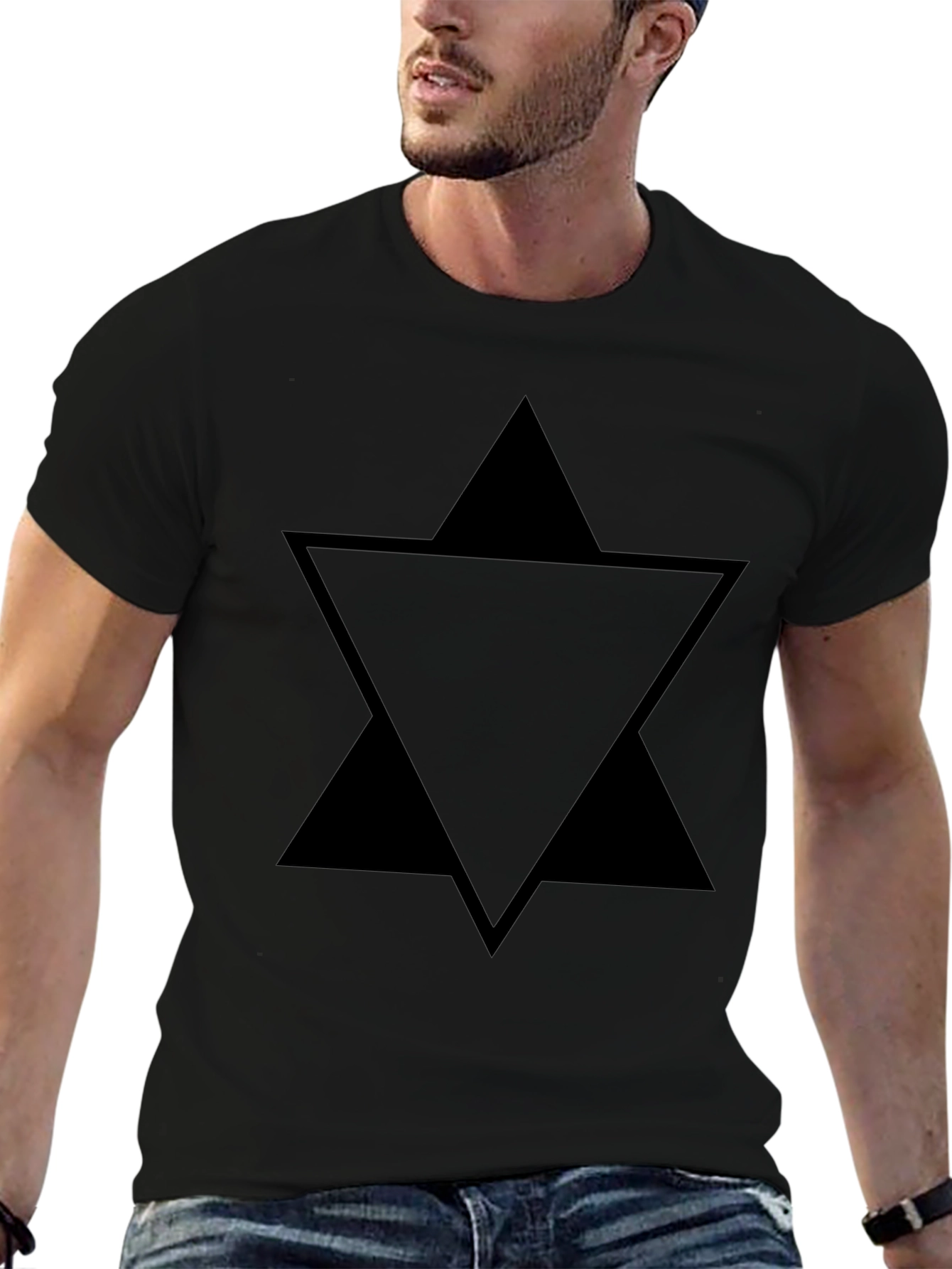 Geometric Triangle Star Black T-Shirt