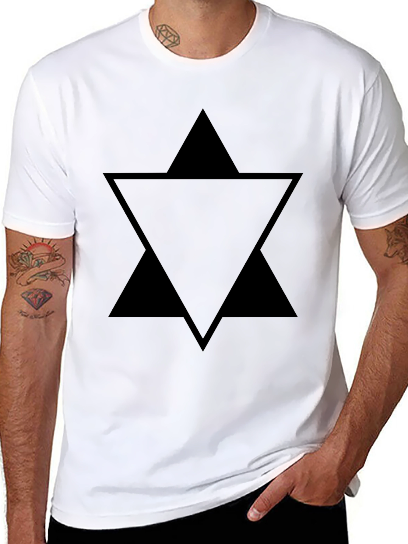 Geometric Triangle Star Black T-Shirt