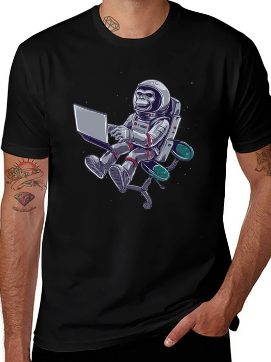 Astronaut Monkey Laptop Graphic Tee