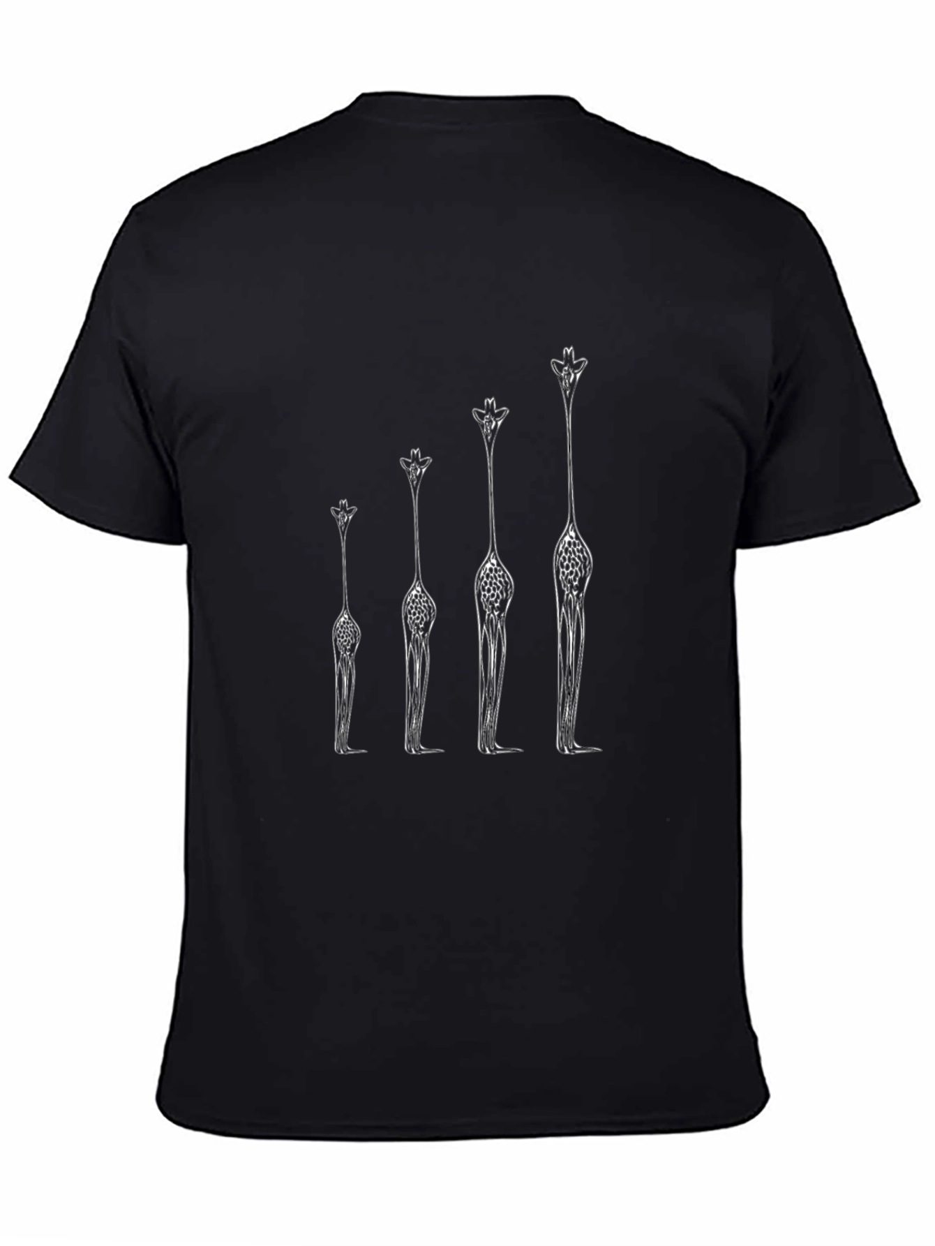 Giraffe Growth Chart Black T-Shirt - Unique Animal Design