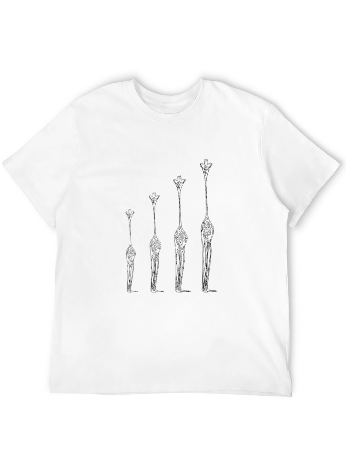 Giraffe Growth Chart Black T-Shirt - Unique Animal Design