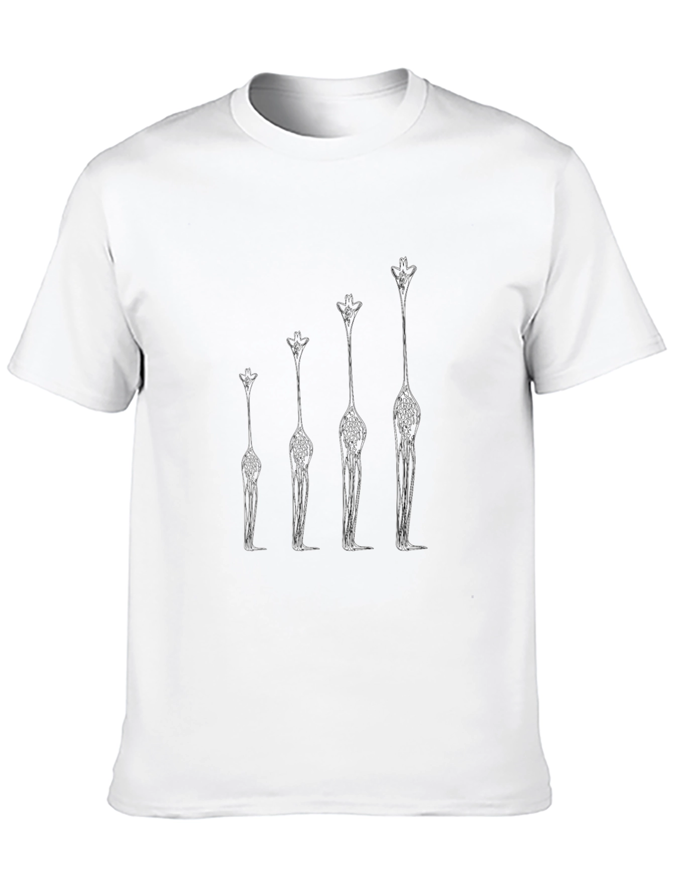 Giraffe Growth Chart Black T-Shirt - Unique Animal Design