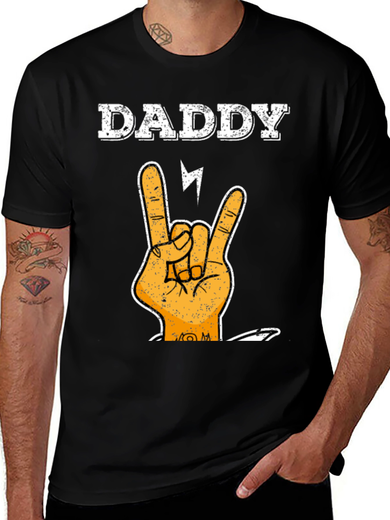 Daddy Rock Hand T-Shirt - Cool Fathers Day Tee
