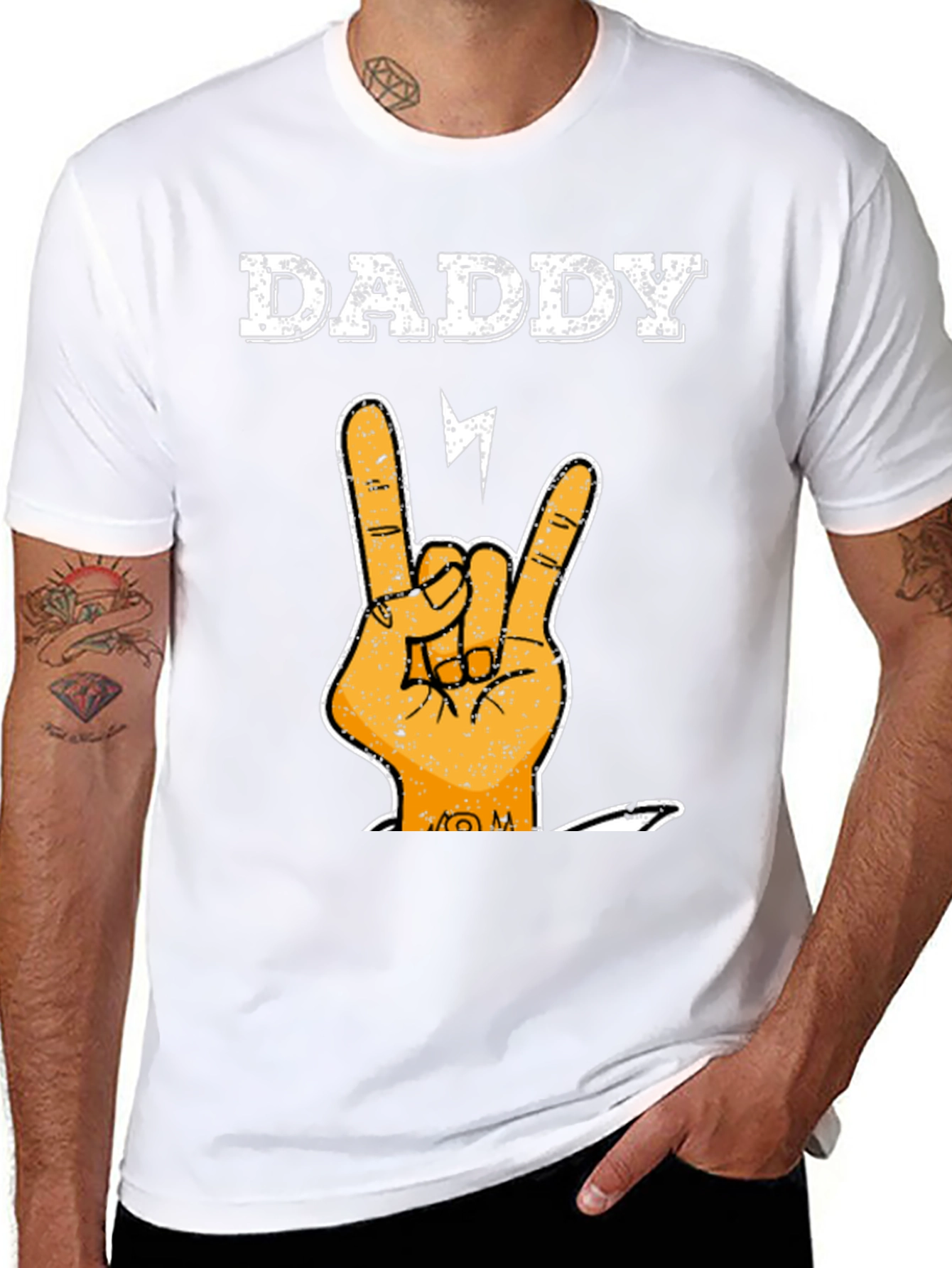 Daddy Rock Hand T-Shirt - Cool Fathers Day Tee