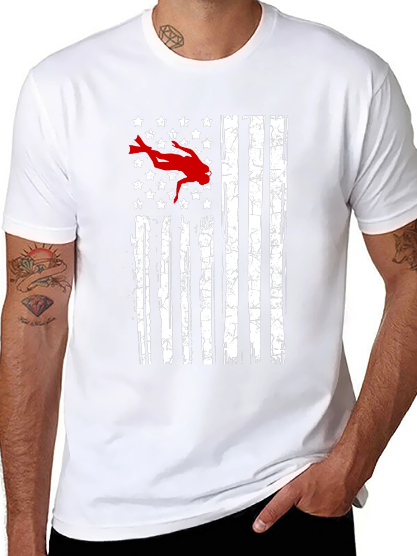 Diver USA Flag Graphic T-Shirt