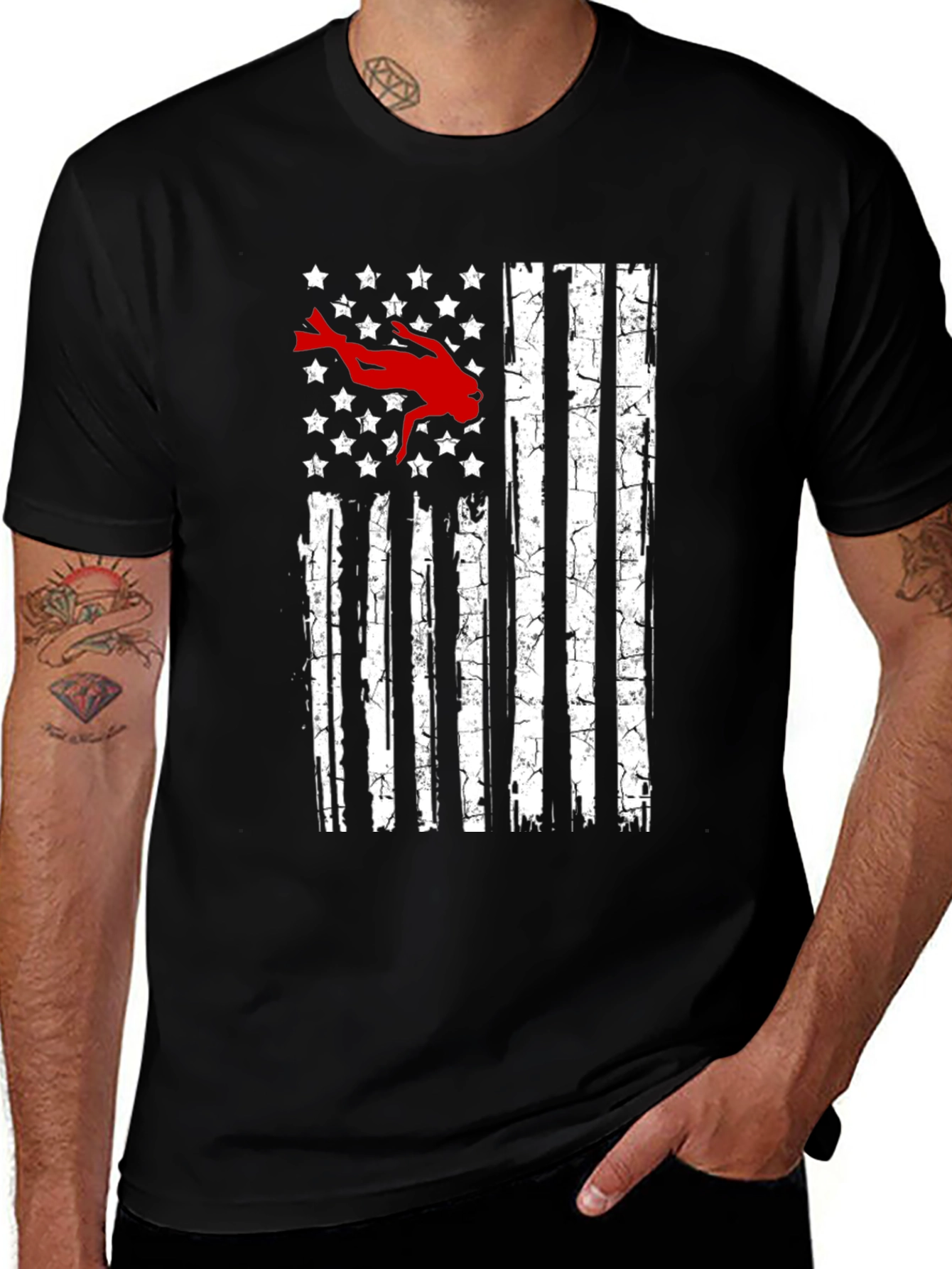Diver USA Flag Graphic T-Shirt