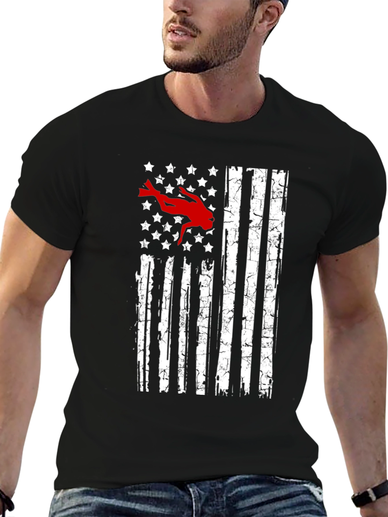 Diver USA Flag Graphic T-Shirt