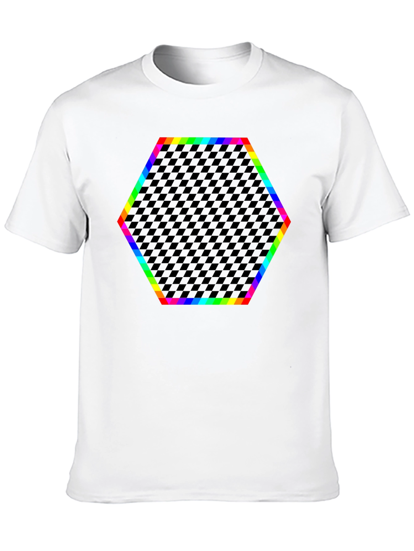 Rainbow Hexagon Geometric Print T-Shirt