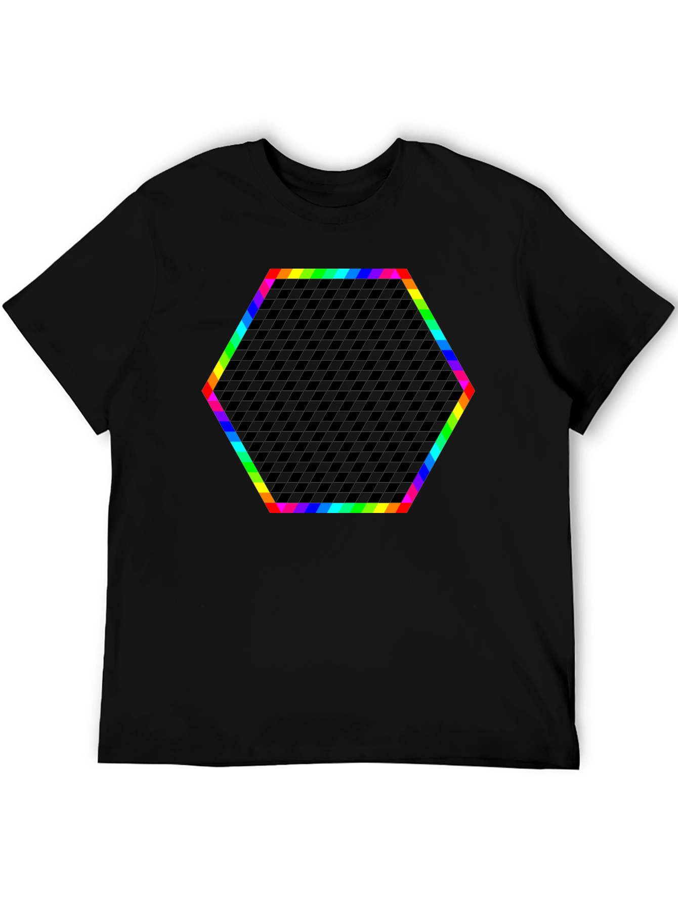 Rainbow Hexagon Geometric Print T-Shirt