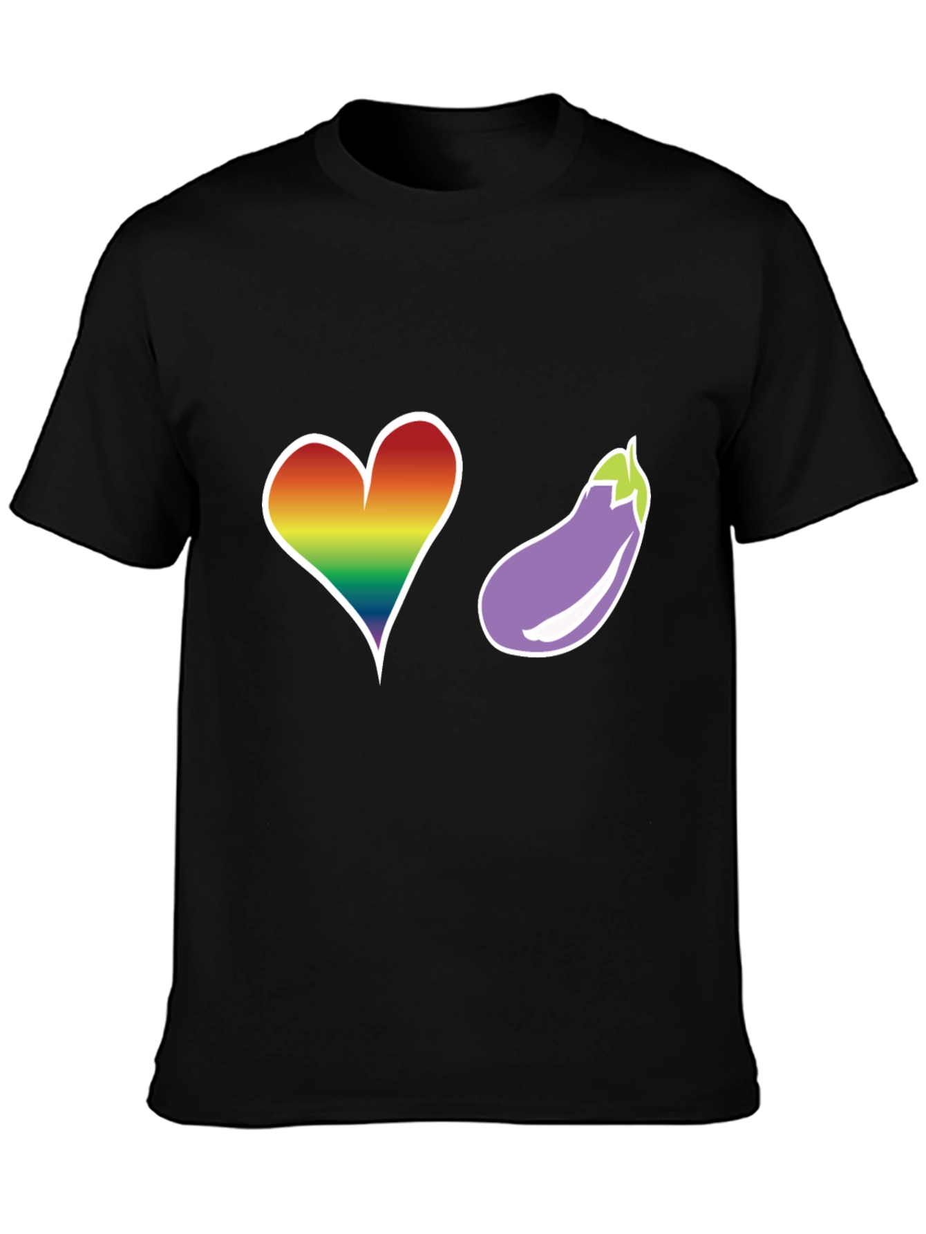 Rainbow Heart & Eggplant T-Shirt