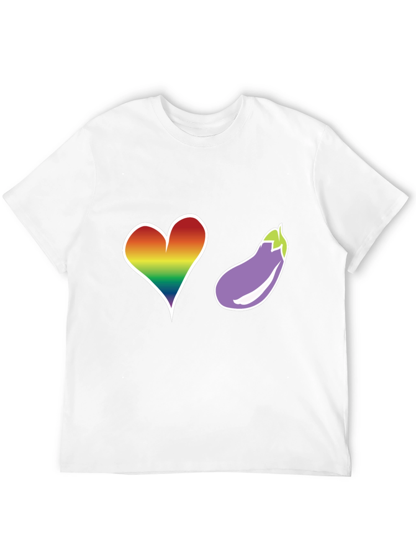 Rainbow Heart & Eggplant T-Shirt