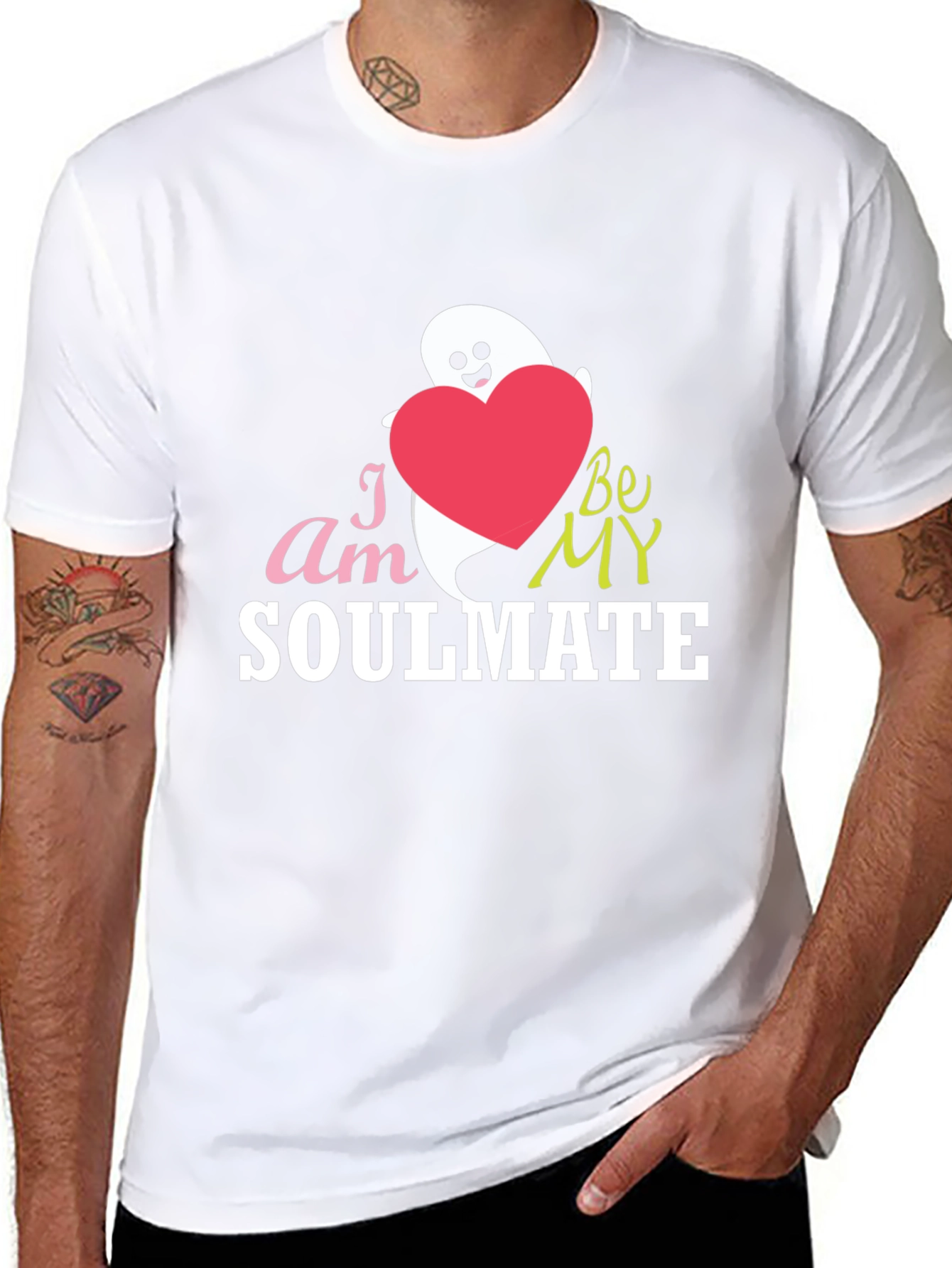 Soulmate Graphic Tee - Cute Ghost & Heart Design
