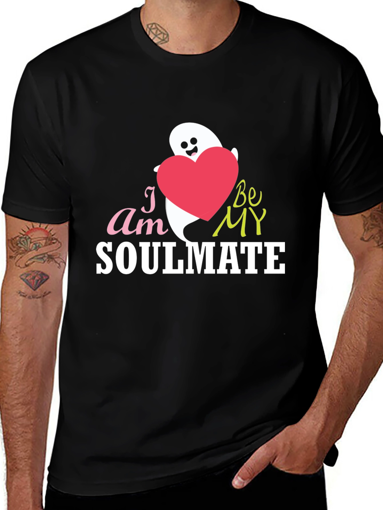 Soulmate Graphic Tee - Cute Ghost & Heart Design
