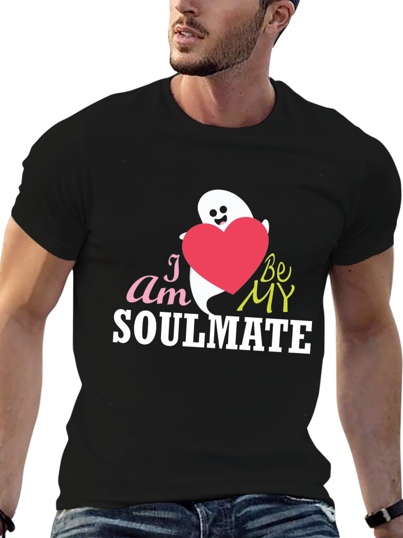 Soulmate Graphic Tee - Cute Ghost & Heart Design