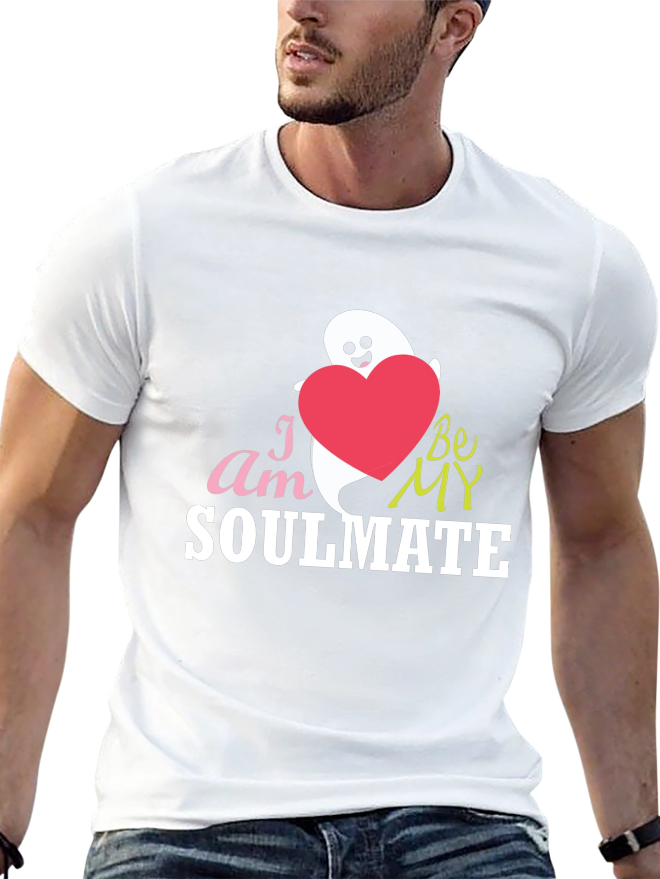 Soulmate Graphic Tee - Cute Ghost & Heart Design
