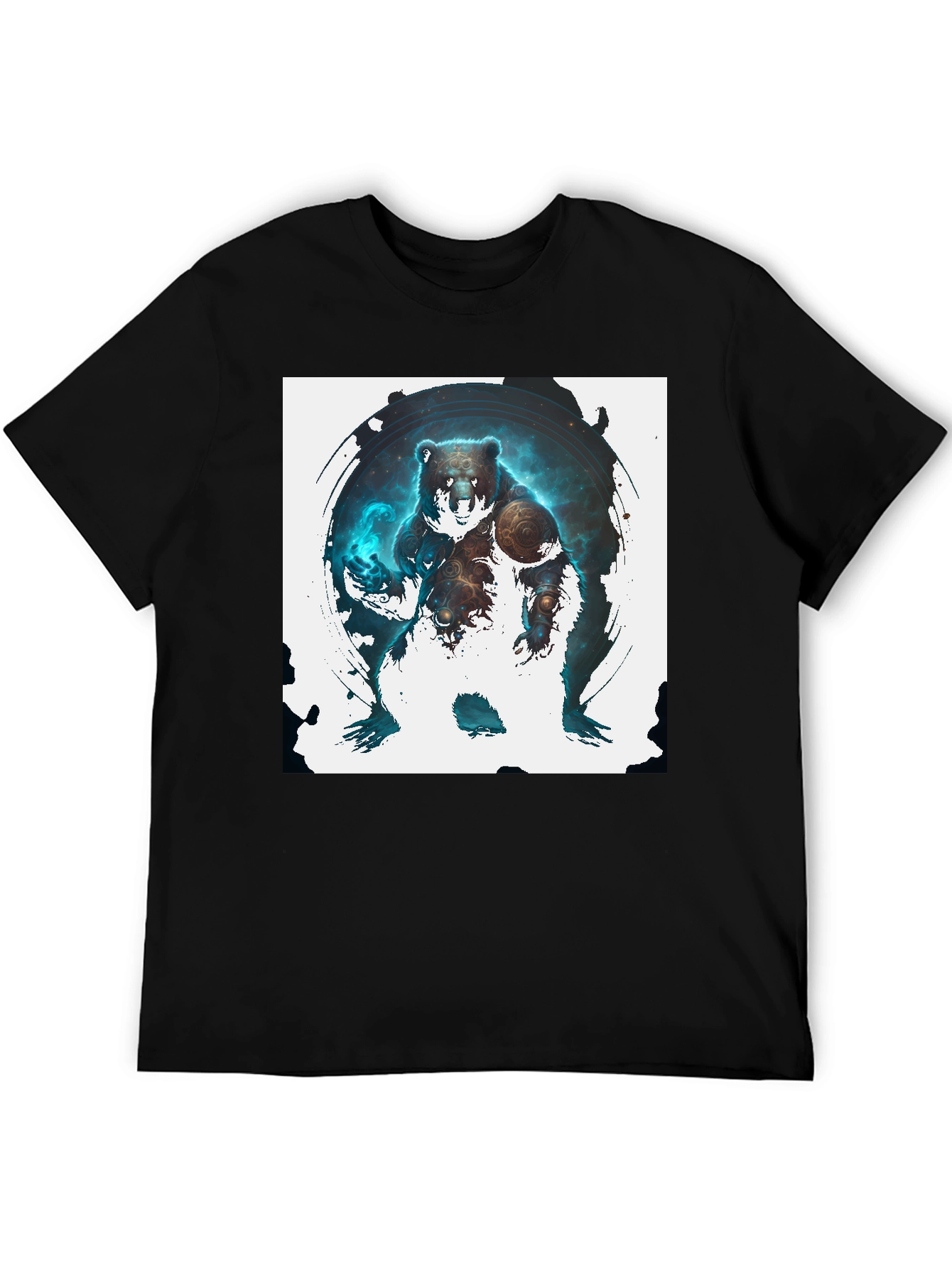Cosmic Bear Graphic Tee - Black Cotton Blend
