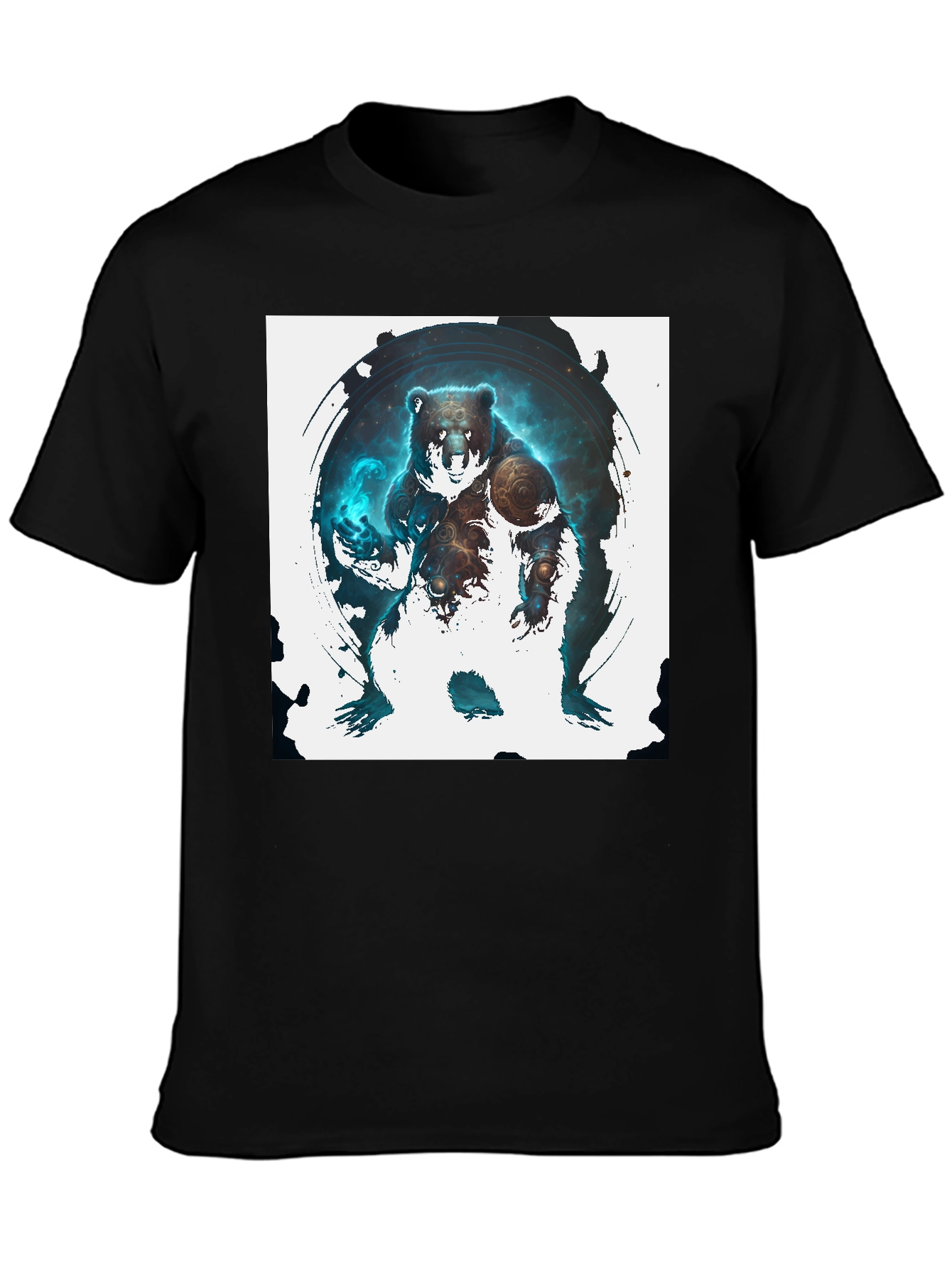 Cosmic Bear Graphic Tee - Black Cotton Blend