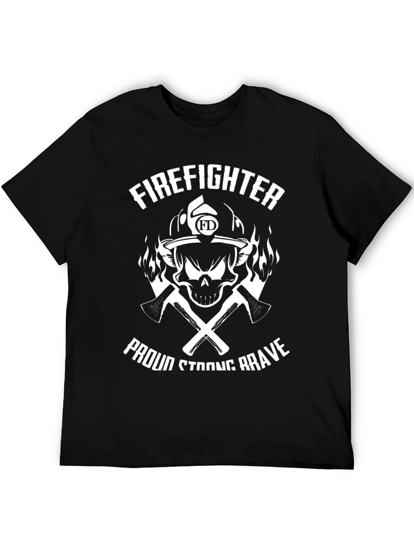 Firefighter Skull Graphic T-Shirt - Proud Strong Brave