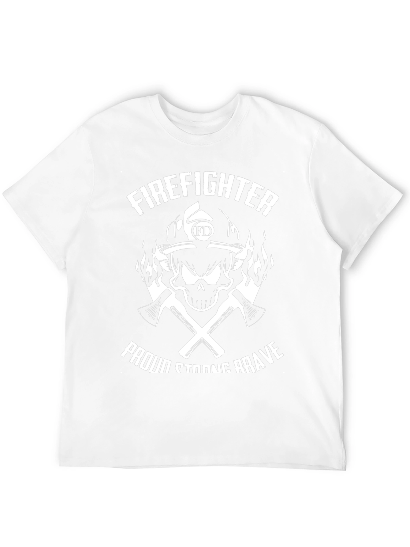 Firefighter Skull Graphic T-Shirt - Proud Strong Brave