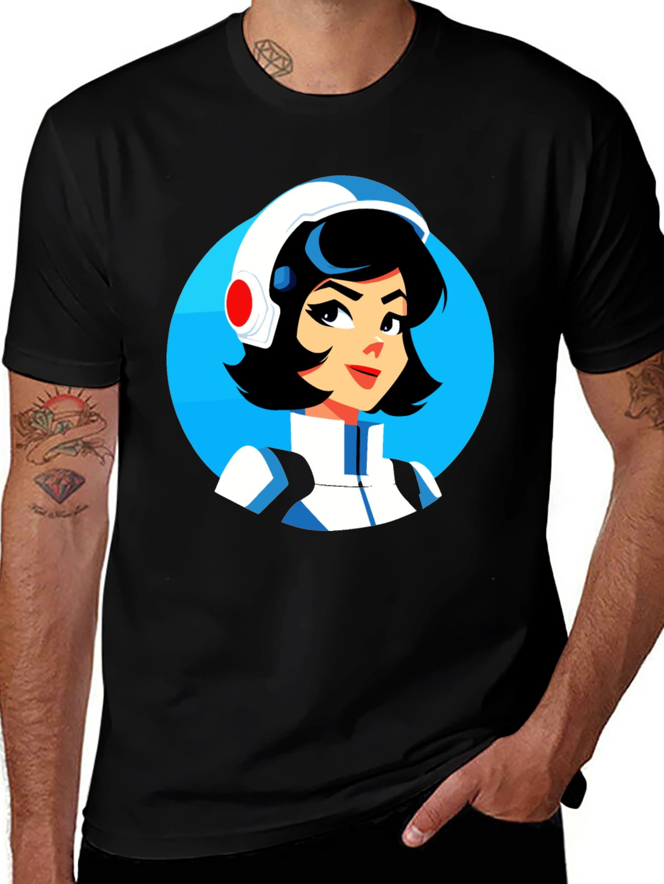 Retro Cartoon Graphic Black T-Shirt