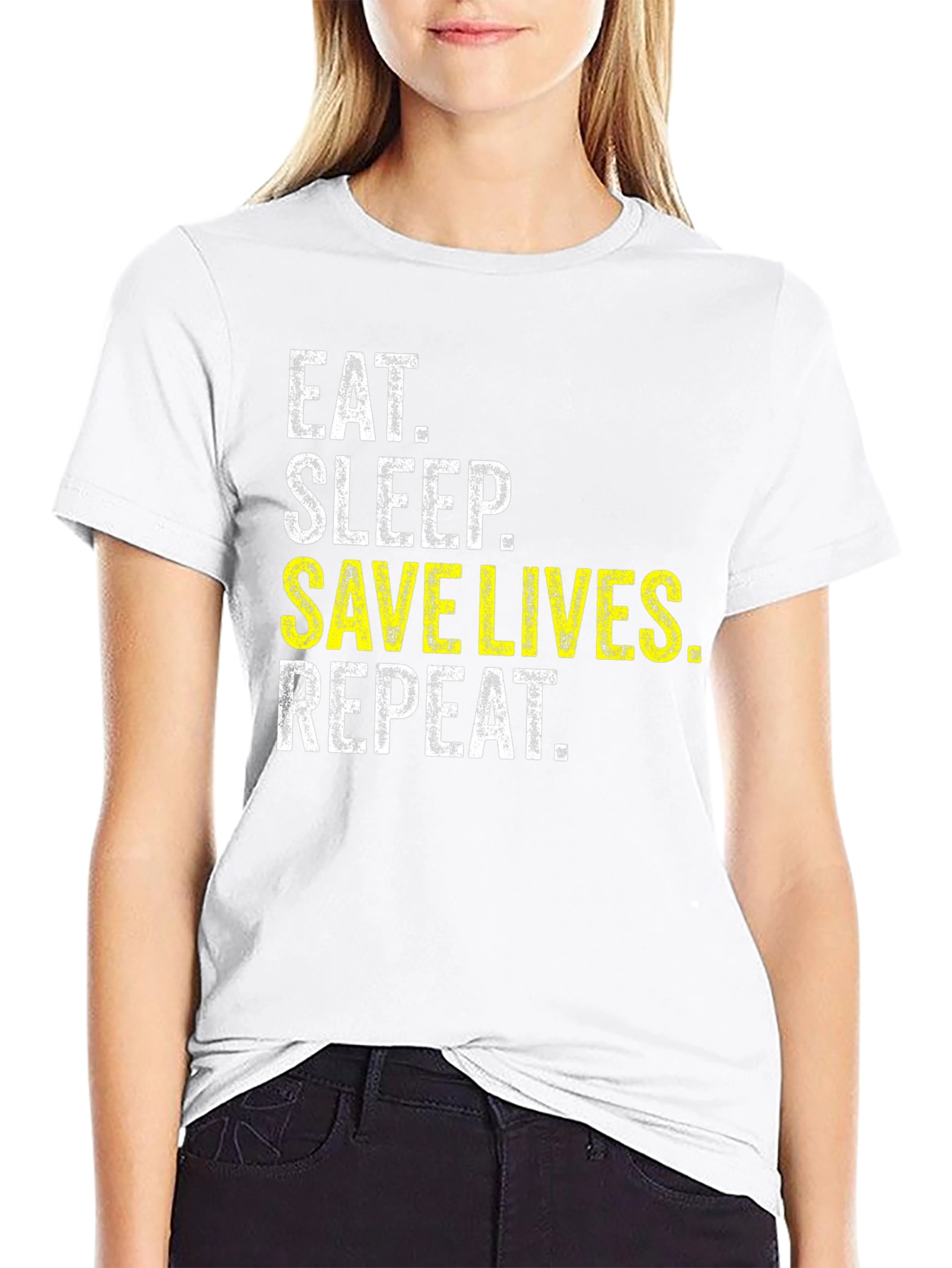 Eat Sleep Save Lives Repeat T-Shirt - Black