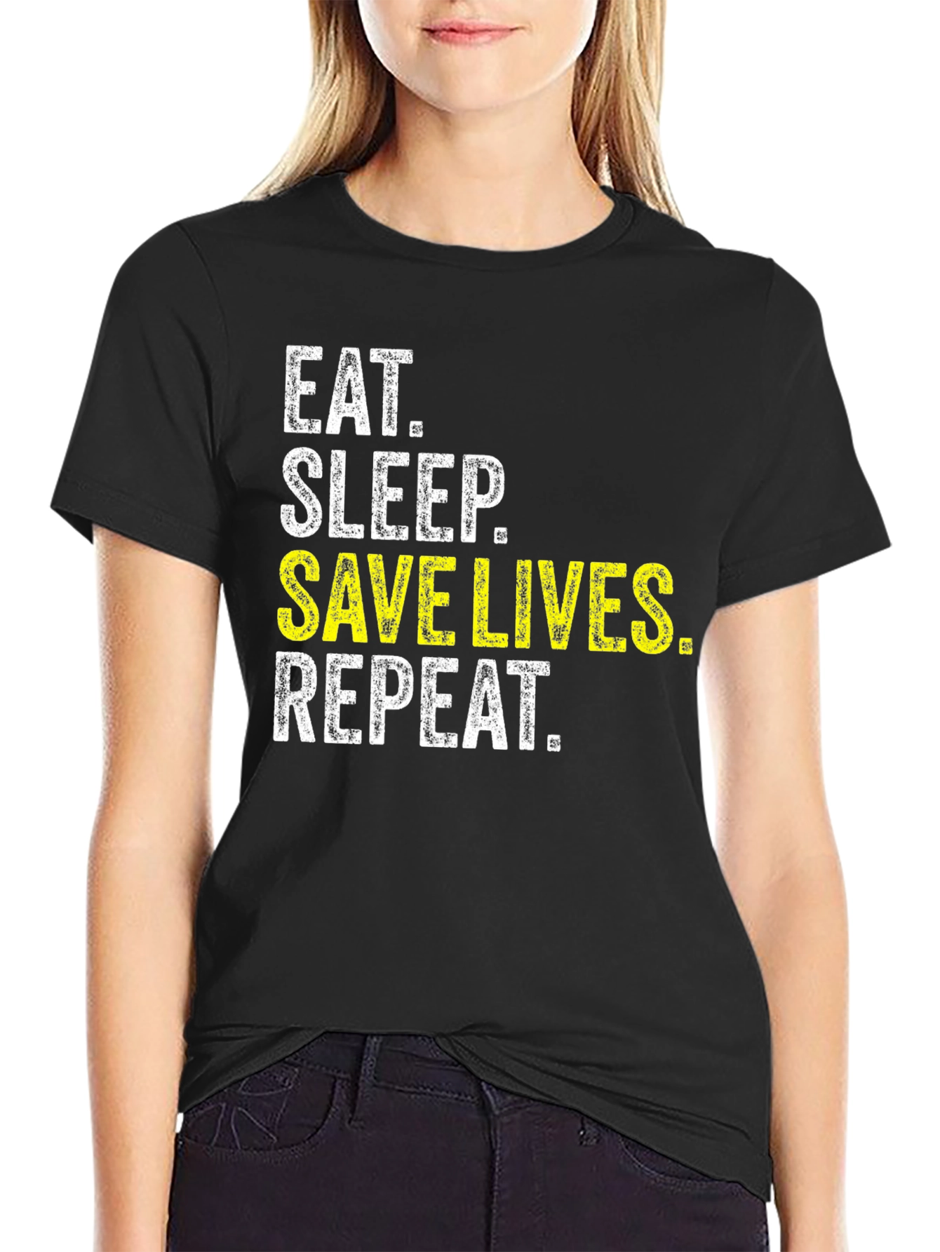 Eat Sleep Save Lives Repeat T-Shirt - Black