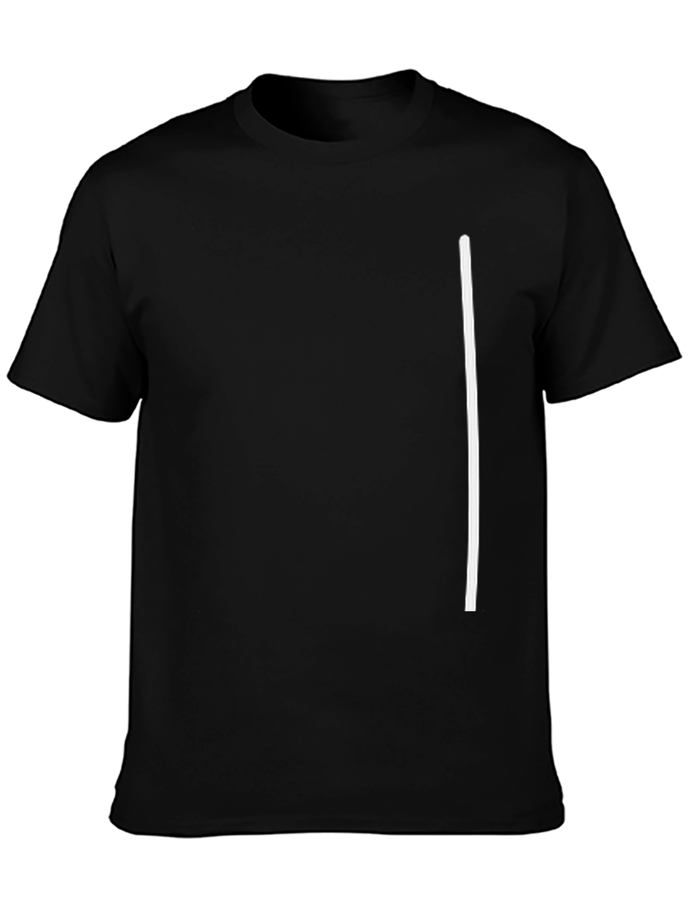 Mens Black T-Shirt with White Accent Line