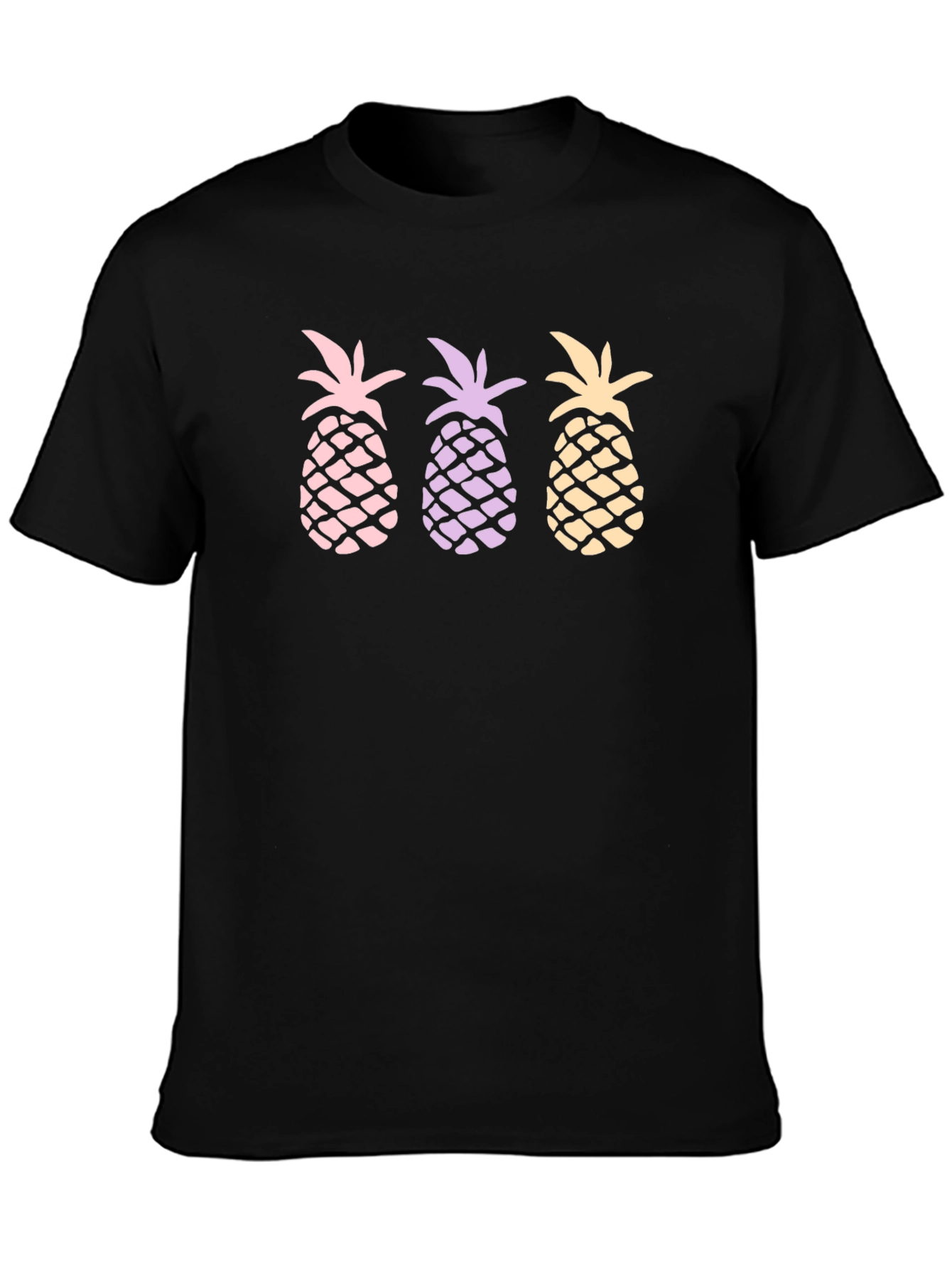 Pineapple Trio Graphic T-Shirt - Casual Black Tee