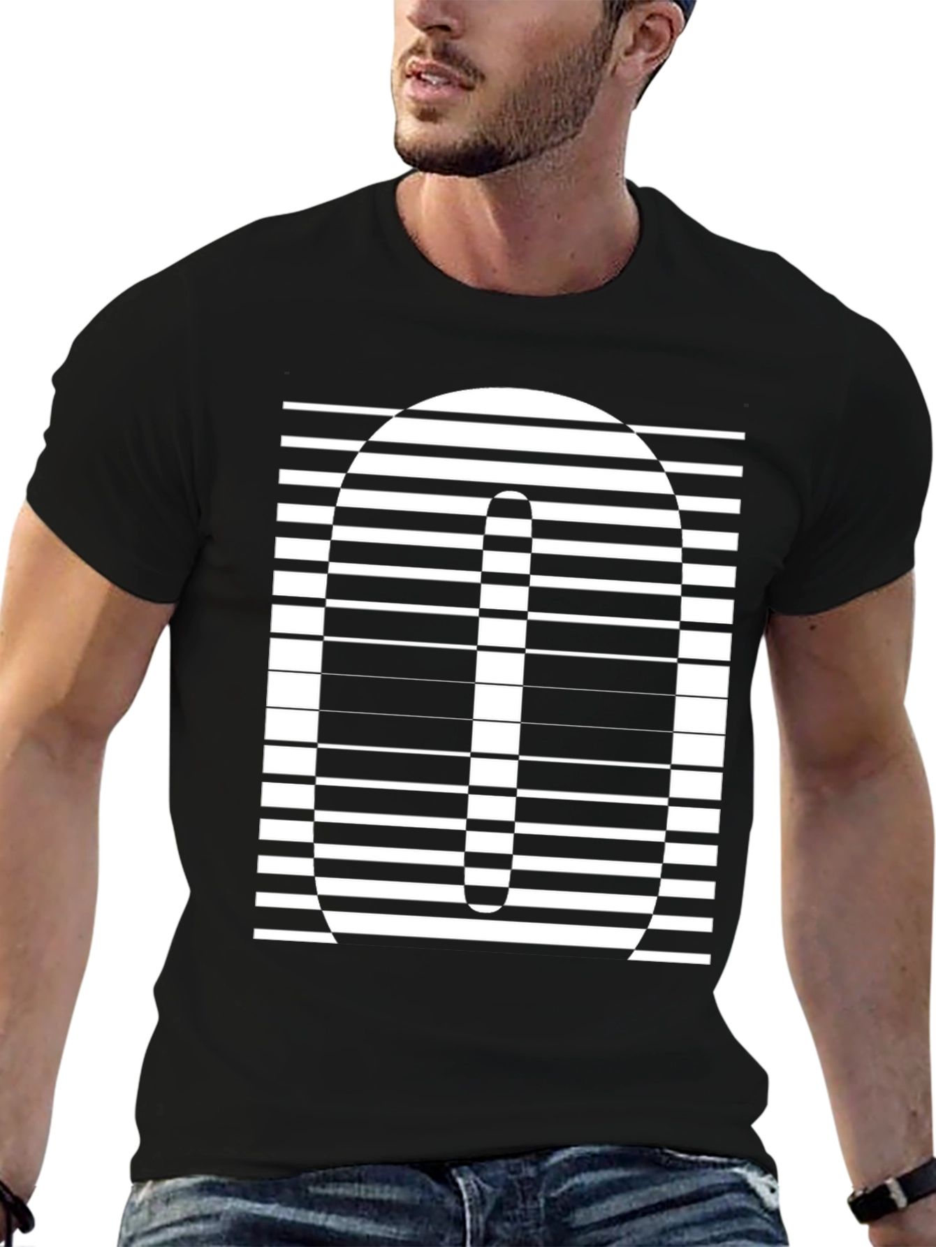 Optical Illusion Striped Number T-Shirt