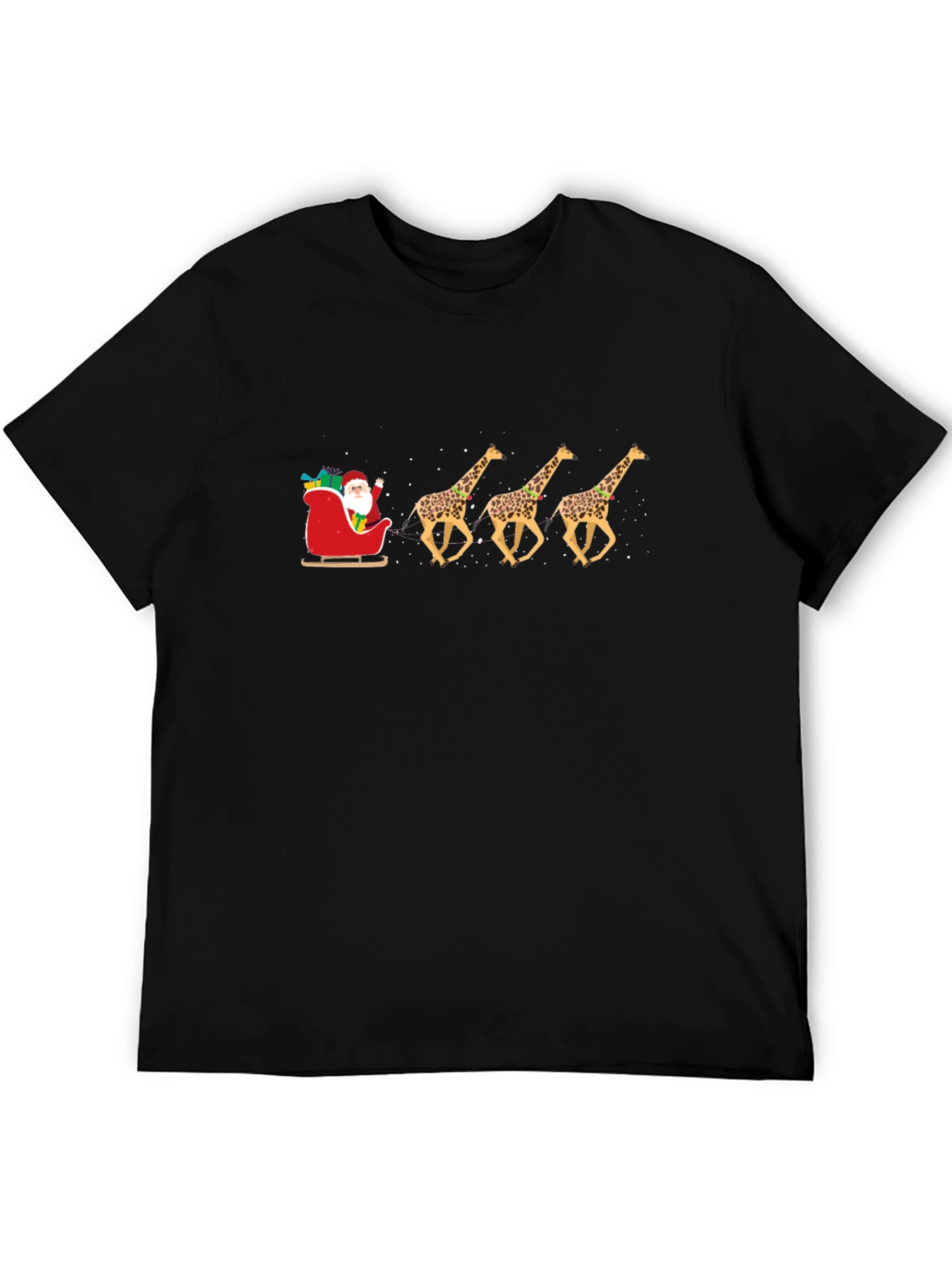 Santas Giraffe Sleigh T-Shirt - Holiday Fun