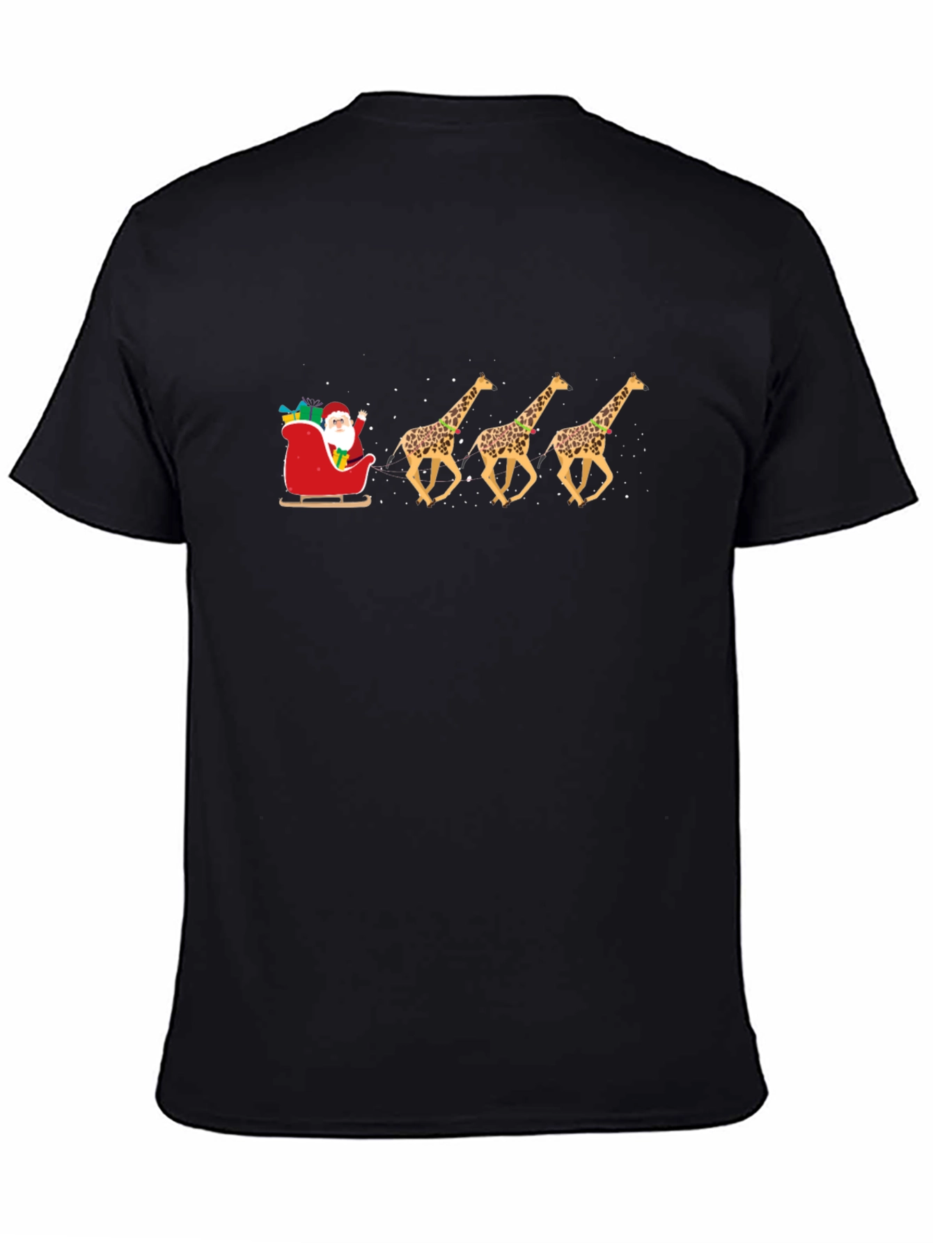 Santas Giraffe Sleigh T-Shirt - Holiday Fun
