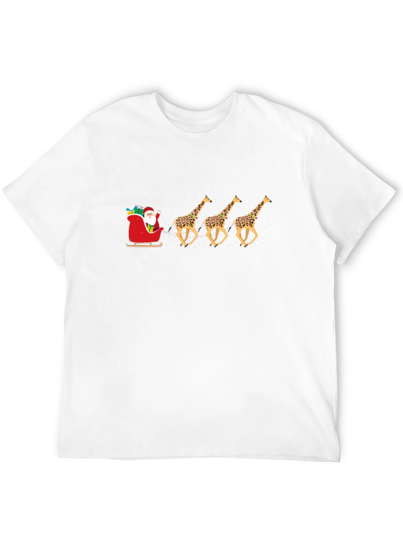 Santas Giraffe Sleigh T-Shirt - Holiday Fun