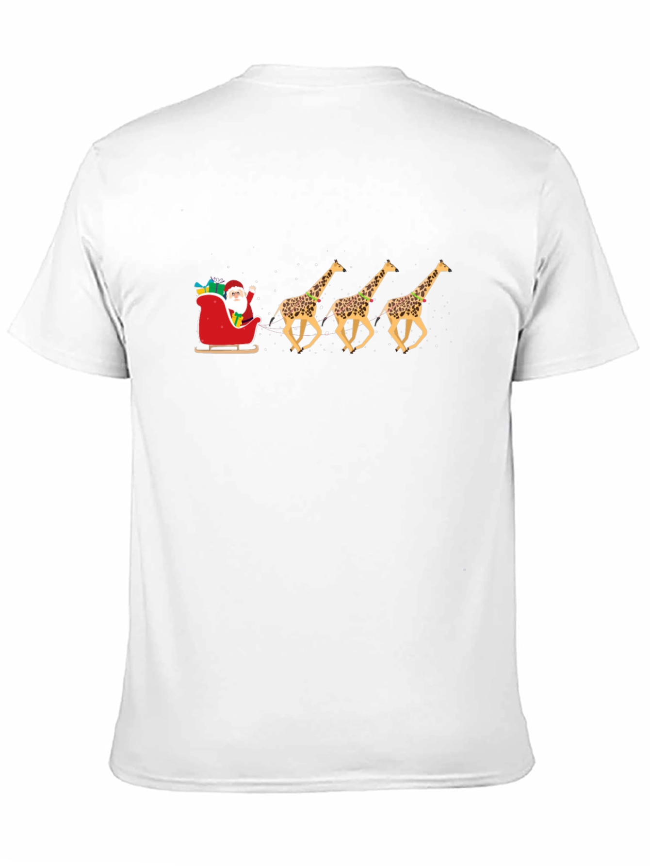 Santas Giraffe Sleigh T-Shirt - Holiday Fun