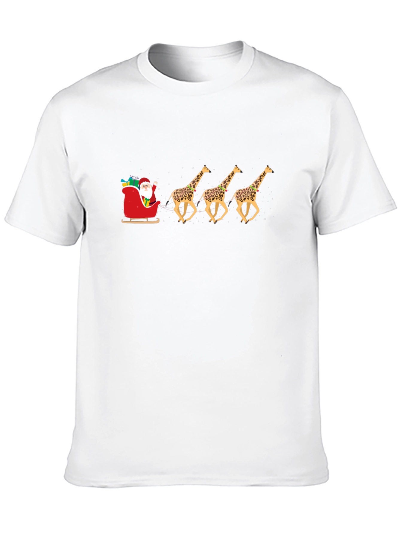 Santas Giraffe Sleigh T-Shirt - Holiday Fun