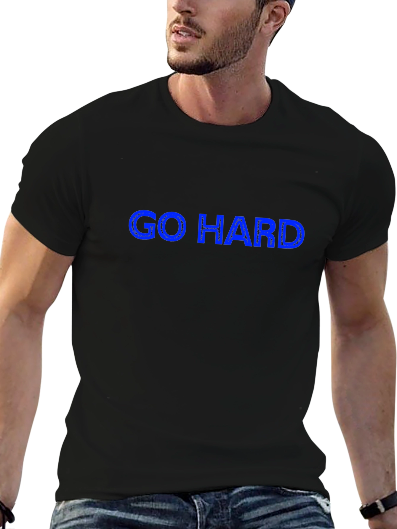 Go Hard Graphic Tee - Black Cotton T-Shirt