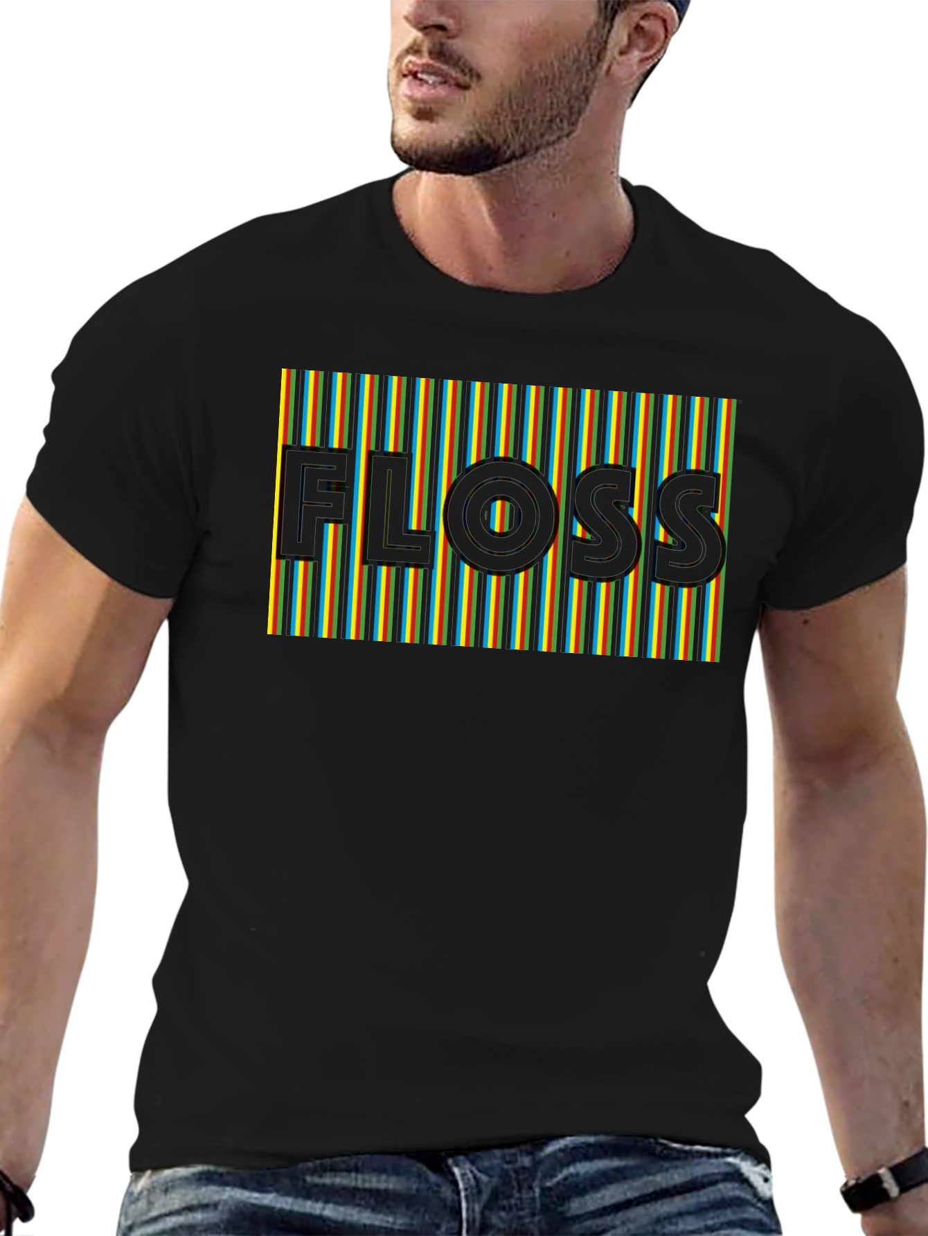 Retro FLOSS Graphic T-Shirt - Comfortable Black Tee