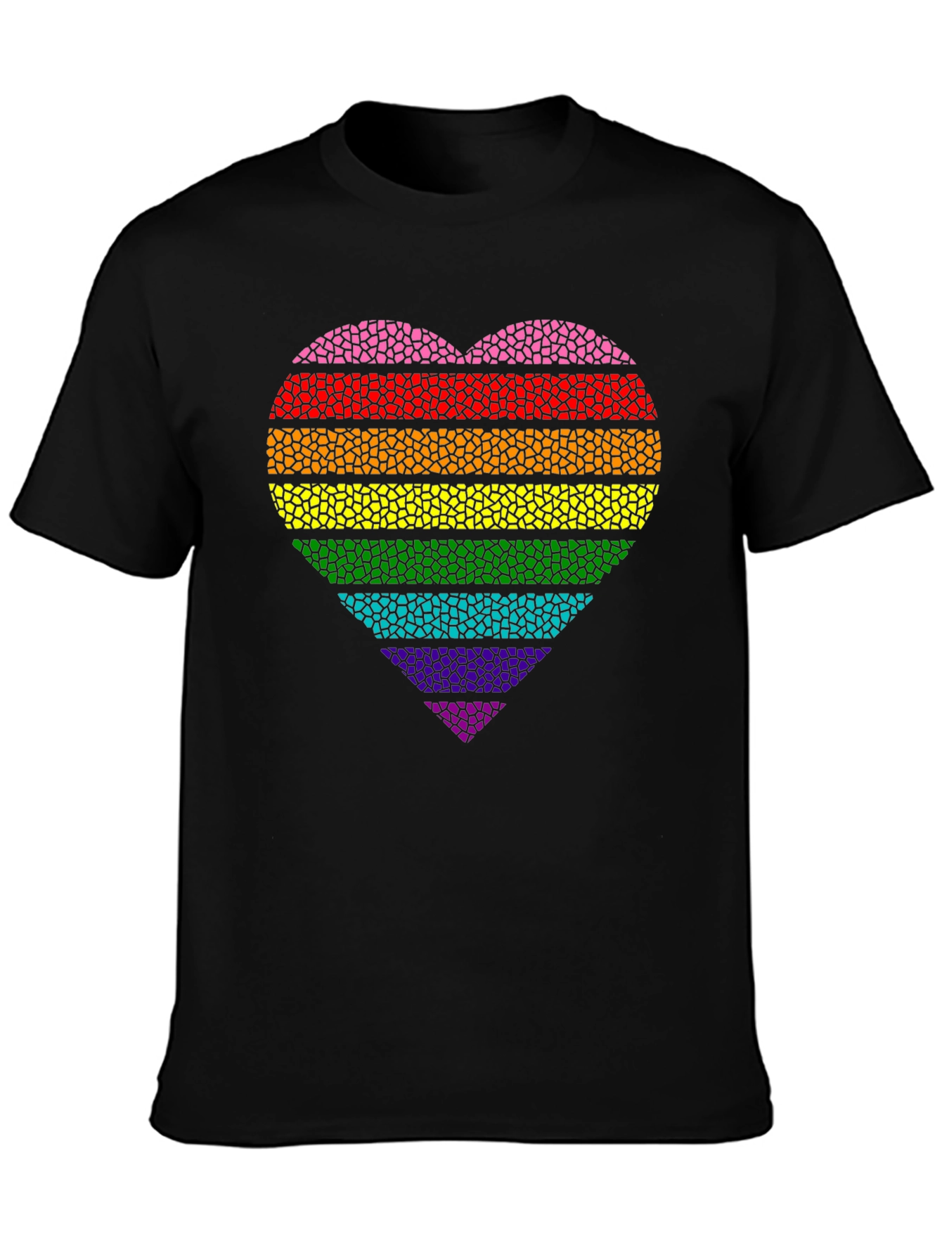 Rainbow Pride Heart T-Shirt - Black