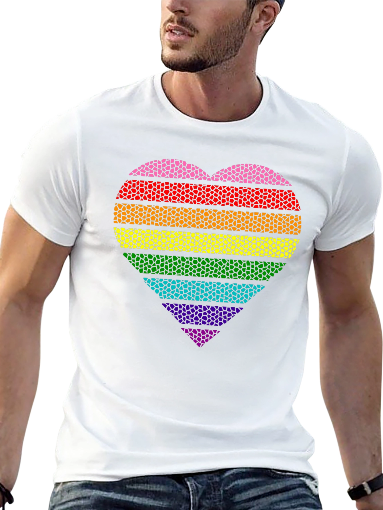 Rainbow Pride Heart T-Shirt - Black