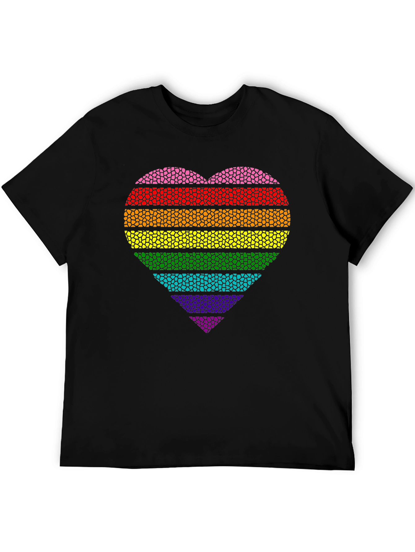 Rainbow Pride Heart T-Shirt - Black